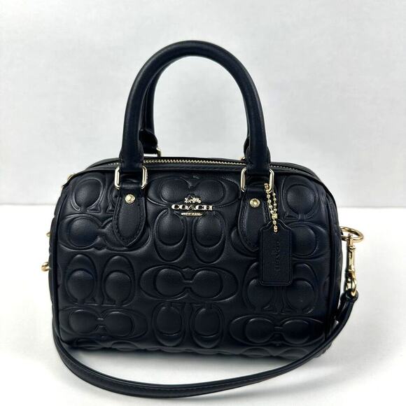 Coach Mini Rowan Crossbody Bag In Signature Leather IN Black CY743 - Picture 1 of 13